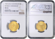 COINS, MEDALS&nbsp;
Gold medal (2 Ducats)10th Anniversary of the founding of the Czechoslovak Republic, 1928, Kremnica, 22 mm, Au 986/1000, O. Španie...