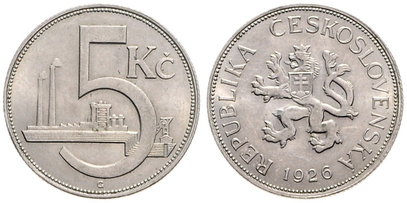 COINS, MEDALS&nbsp;
5 Koruna, 1926, 10,14g, MCH CR1-003, MCH CR1-003&nbsp;

a...