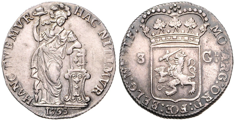 NETHERLANDS
COINS, MEDALS&nbsp;
3 Gulden, 1795, 31,66g, KM 9.4, KM 9.4&nbsp;
...