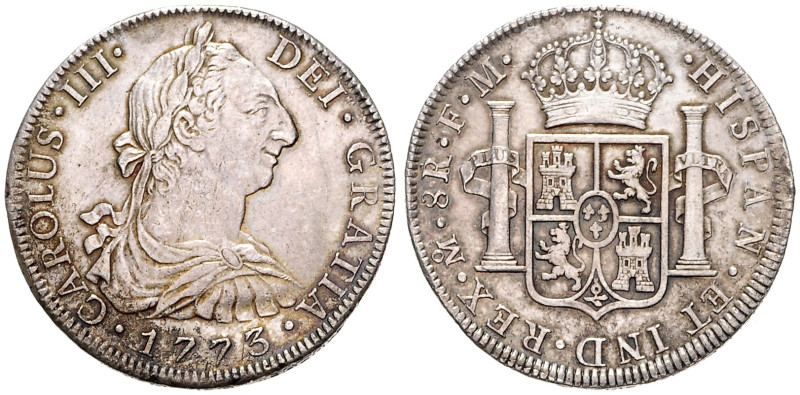 SPAIN
CHARLES III OF SPAIN (1759 - 1788)&nbsp;
8 Reales, 1773, 26,73g, Dav 170...