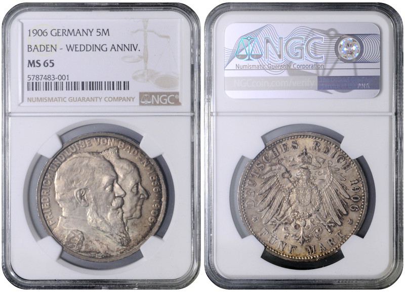 BADEN
COINS, MEDALS&nbsp;
5 Mark - Wedding Anniversary, 1906, Jäg 35, Jäg 35&n...