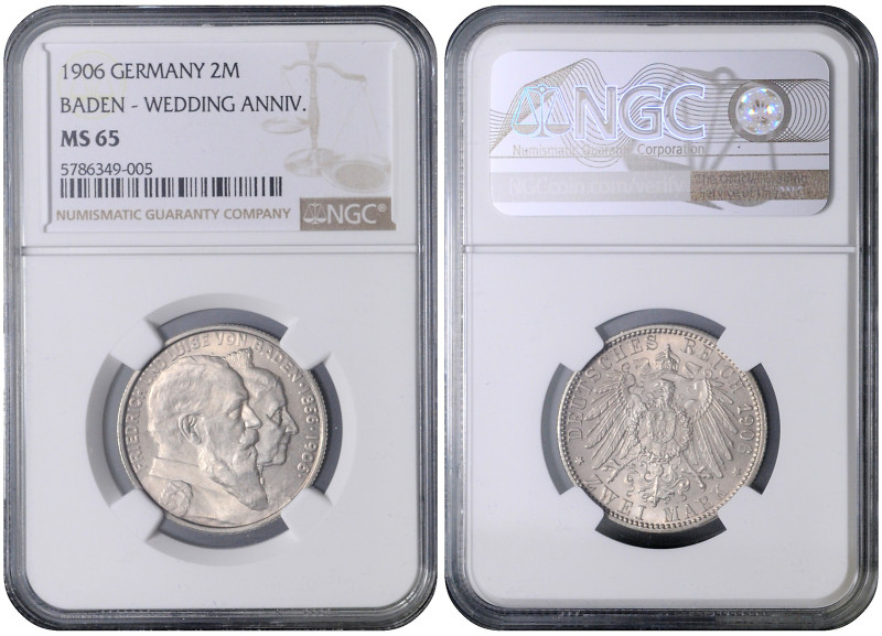 BADEN
COINS, MEDALS&nbsp;
2 Mark - Wedding Anniversary, 1906, Jäg 34, Jäg 34&n...