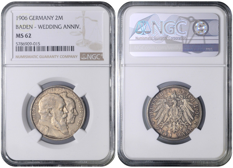 BADEN
COINS, MEDALS&nbsp;
2 Mark - Wedding Anniversary, 1906, Jäg 34, Jäg 34&n...