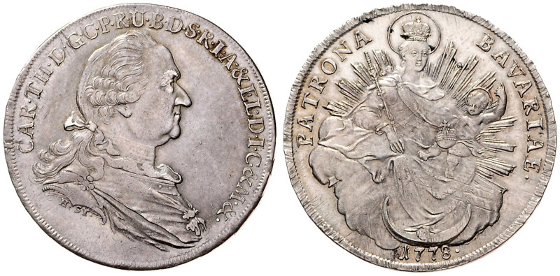 BAVARIA
CHARLES THEODOR, ELECTOR OF BAVARIA (1777 - 1799)&nbsp;
1 Thaler, 1778...