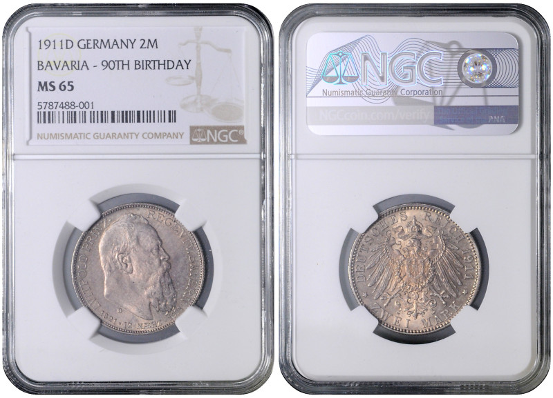BAVARIA
COINS, MEDALS&nbsp;
2 Mark - 90th Birthday and 25th Anniversary of Rei...