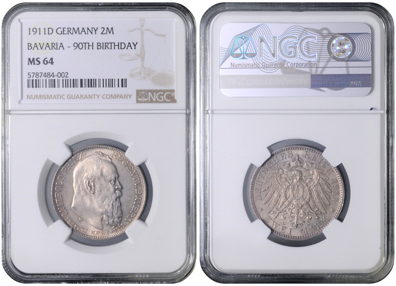 BAVARIA
COINS, MEDALS&nbsp;
2 Mark - 90th Birthday and 25th Anniversary of Rei...