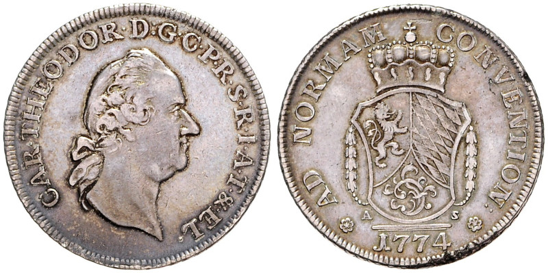 PALATINE
SULZBACH
CHARLES THEODORE (1733 - 1799)&nbsp;
1 Thaler, 1774, 27,72g...