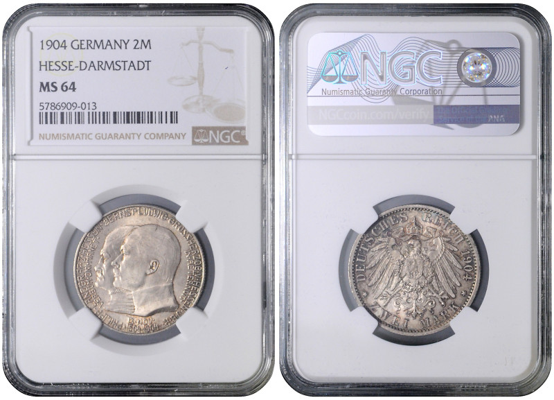 HESSEN (DARMSTADT)
COINS, MEDALS&nbsp;
2 Mark, 1904, Jäg 74, Jäg 74&nbsp;

U...