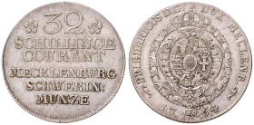 MECKLENBURG 
 SCHWERIN
FRIEDRICH II (1756 - 1785) DUKE OF MECKLENBURG-SCHWERIN&nbsp;
2/3 Thaler, 1764, 18,17g, KM 209, KM 209&nbsp;

VF | VF

...