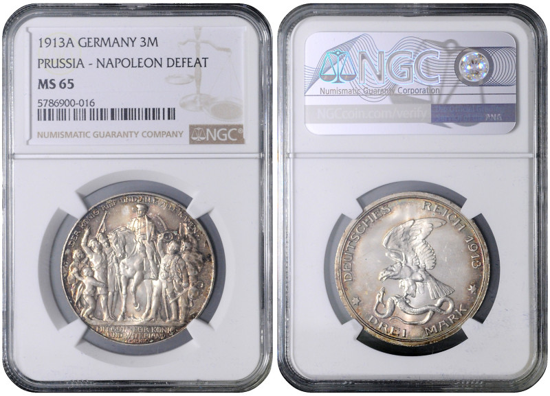 PRUSSIA
COINS, MEDALS&nbsp;
3 Mark - 100th Anniversary of the Napoleon Defeat,...