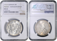 PRUSSIA
COINS, MEDALS&nbsp;
3 Mark - 100th Anniversary of the Napoleon Defeat, 1913, A, Jäg 110, A. Jäg 110&nbsp;

UNC | UNC , NGC MS 64


MINC...