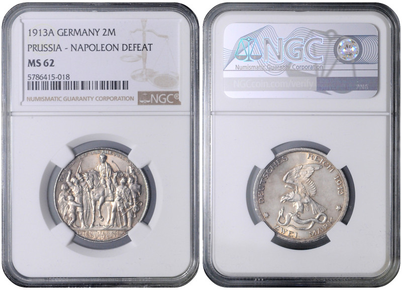 PRUSSIA
COINS, MEDALS&nbsp;
2 Mark - 100th Anniversary of the Napoleon Defeat,...