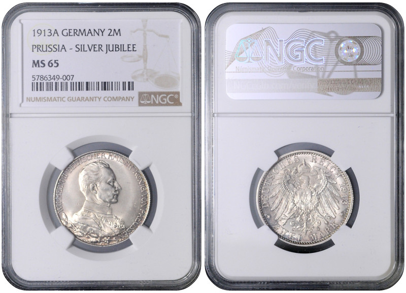 PRUSSIA
COINS, MEDALS&nbsp;
2 Mark - 25th Anniversary of Reign, 1913, A, Jäg 1...
