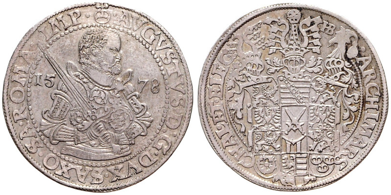 SAXONY
AUGUSTUS I (1553 - 1586) ELECTOR OF SAXONY&nbsp;
1 Thaler, 1578, 28,95g...