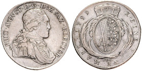 SAXONY
FREDERICK AUGUSTUS III OF SAXONY (1763 - 1827)&nbsp;
1 Thaler, 1799, 27,76g, Dav 2701, Dav 2701&nbsp;

VF | VF


FRIDRICH AUGUST III. (1...