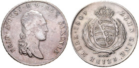 SAXONY
FREDERICK AUGUSTUS I OF SAXONY (1806 - 1827)&nbsp;
1 Thaler, 1809, 27,92g, Thun 292, Thun 292&nbsp;

VF | VF 


FRIDRICH AUGUST I. (1806...