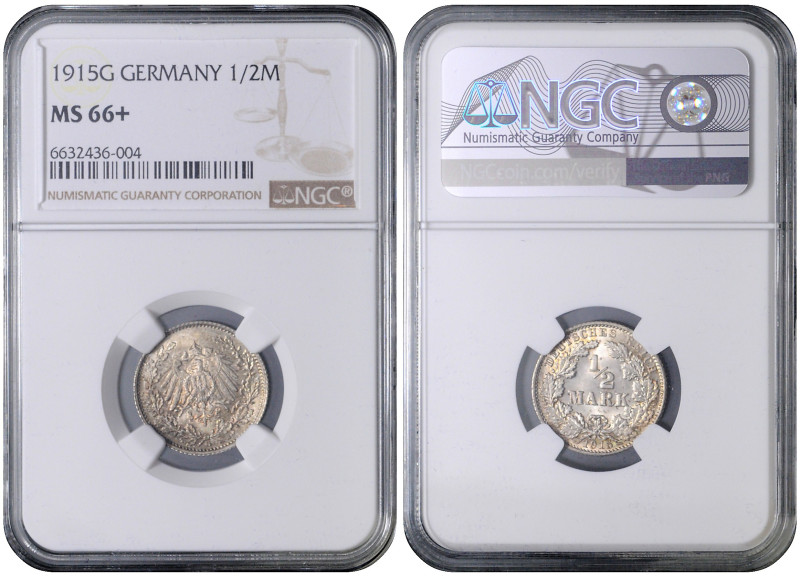 GERMAN EMPIRE
COINS, MEDALS&nbsp;
1/2 Mark, 1915, G, Jäg 16, G. Jäg 16&nbsp;
...