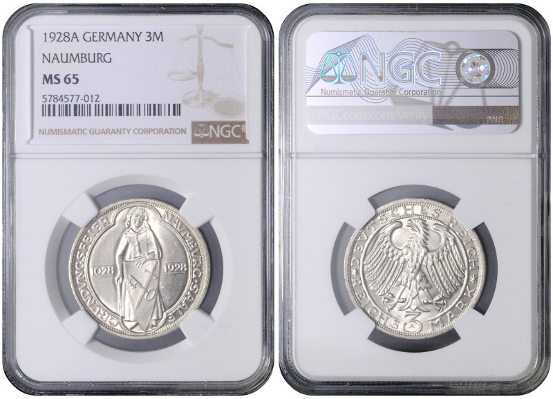 WEIMAR REPUBLIC
COINS, MEDALS&nbsp;
3 Mark 900th Anniversary Naumburg, 1928, A...
