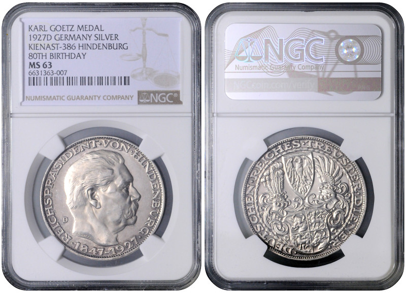 WEIMAR REPUBLIC
COINS, MEDALS&nbsp;
Silver To commemorate the 80th Birthday of...