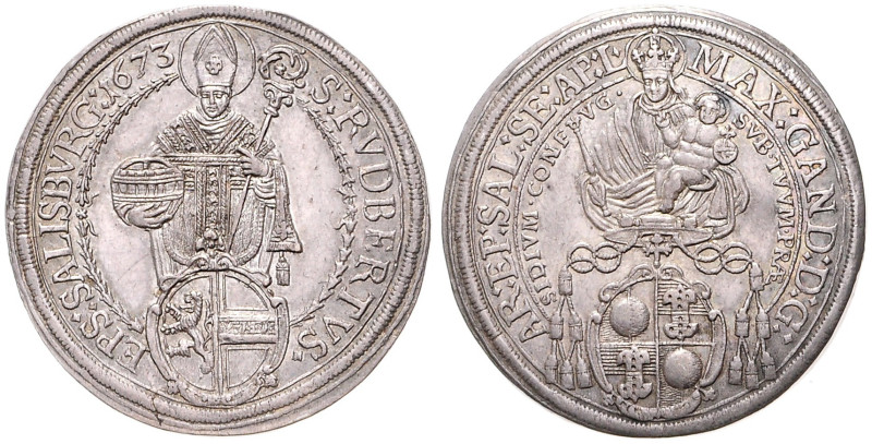 MAX GANDOLPH von KUENBURG (1668 - 1687)&nbsp;
1 Thaler, 1673, 28,83g, Zöt 1997 ...