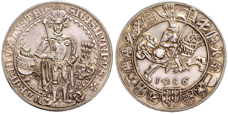 ARCHDUKE SIEGISMUND (1439 - 1496)&nbsp;
Guldiner (restrike), 1486, Hall, 31,9g,...