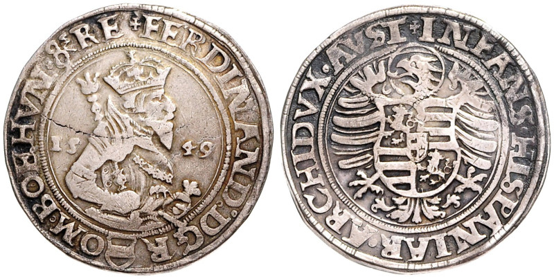 FERDINAND I (1526 - 1564)&nbsp;
1 Thaler, 1549, Jáchymov, 28,6g, Hal 114, Jáchy...