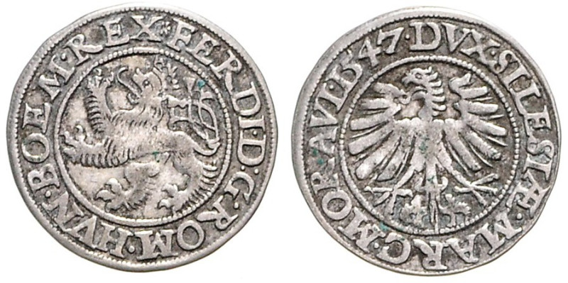 FERDINAND I (1526 - 1564)&nbsp;
Groschen Silesia, 1547, Vratislav, 1,94g, Hal 1...
