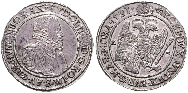 RUDOLF II (1576 - 1612)&nbsp;
1 Thaler, 1591, KB, 28,16g, Dav 8066, KB. Dav 806...