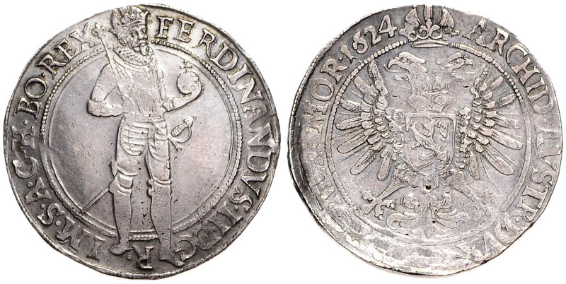 FERDINAND II (1617 - 1637)&nbsp;
1 Thaler, 1624, značka mincovny nečitelná, 28,...
