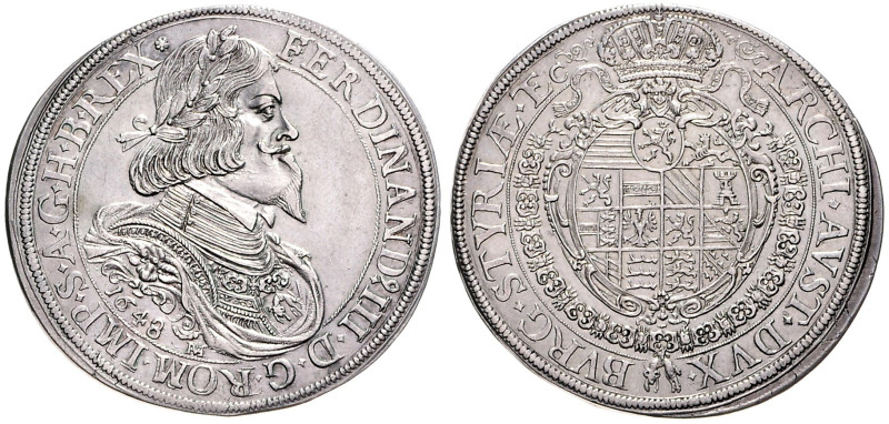FERDINAND III (1637 - 1657)&nbsp;
1 Thaler, 1648, Graz, 28,35g, Dav 3190, Graz....