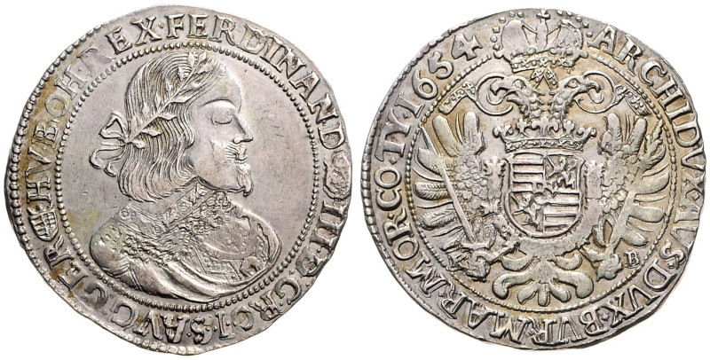 FERDINAND III (1637 - 1657)&nbsp;
1 Thaler, 1654, KB, 28,56g, Husz 1242, KB. Hu...