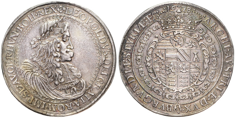 LEOPOLD I (1657 - 1705)&nbsp;
2 Thaler, 1678, Graz, 56,89g, Her 566, Graz. Her ...
