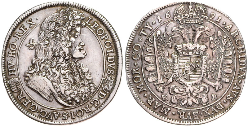LEOPOLD I (1657 - 1705)&nbsp;
1 Thaler, 1691, KB, 28,42g, Her 734, KB. Her 734&...