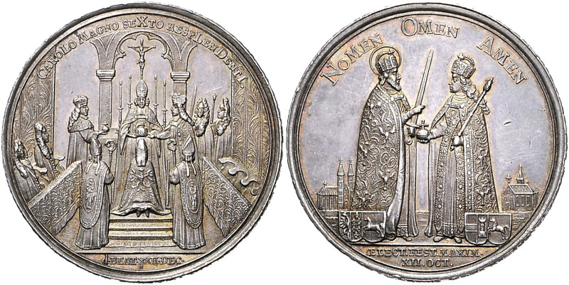 CHARLES VI (1711 - 1740)&nbsp;
Silver medal Coronation of Charles VI as Holy Ro...