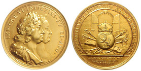 CHARLES VI (1711 - 1740)&nbsp;
Gold medal (10 Ducats) To commemorate the 1723 Bohemian Coronation of Charles VI in Prague on 5. 9. a 8. 9. 1723 (an o...