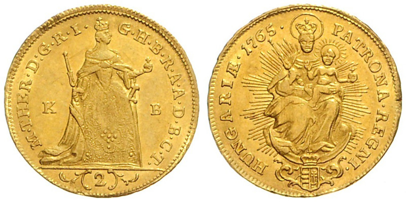 MARIA THERESA (1740 - 1780)&nbsp;
2 Ducats, 1765, KB, 6,94g, Her 61, KB. Her 61...