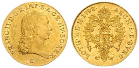 FRANCIS II / I (1792 - 1806 - 1835)&nbsp;
1 Ducat, 1793, G, 3,48g, Husz 1924, G. Husz 1924&nbsp;

EF | EF , drobné rysky | light hairlines


FRA...