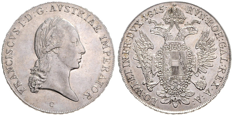 FRANCIS II / I (1792 - 1806 - 1835)&nbsp;
1 Thaler, 1815, C, 28g, Früh 139, C. ...