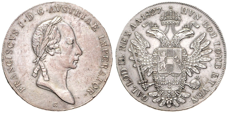 FRANCIS II / I (1792 - 1806 - 1835)&nbsp;
1 Thaler, 1827, C, 27,9g, Früh 192, C...