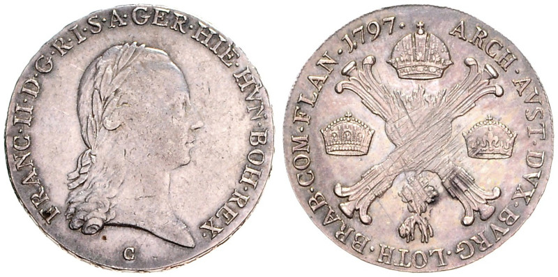 FRANCIS II / I (1792 - 1806 - 1835)&nbsp;
1/2 Thaler type with the cross, 1797,...