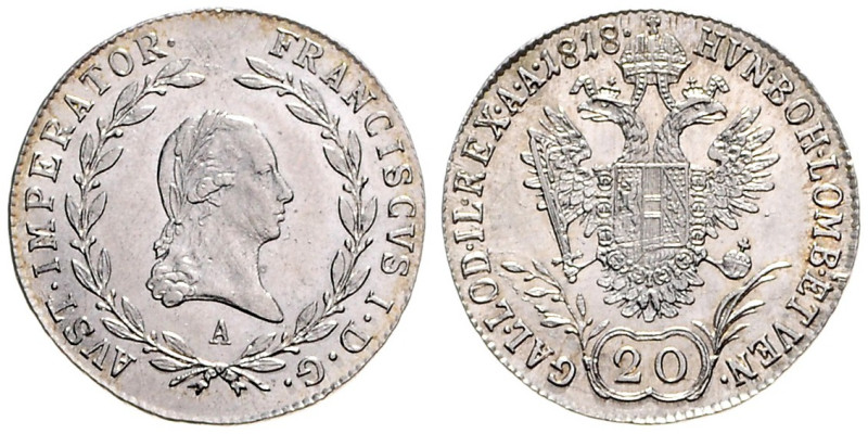 FRANCIS II / I (1792 - 1806 - 1835)&nbsp;
20 Kreuzer, 1818, A, 6,67g, Früh 317,...