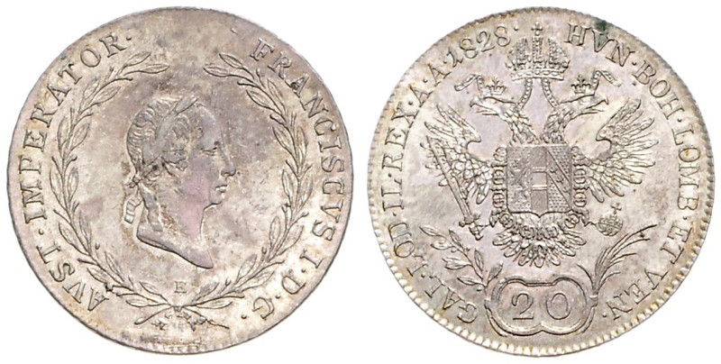 FRANCIS II / I (1792 - 1806 - 1835)&nbsp;
20 Kreuzer, 1828, E, 6,7g, Früh 366, ...