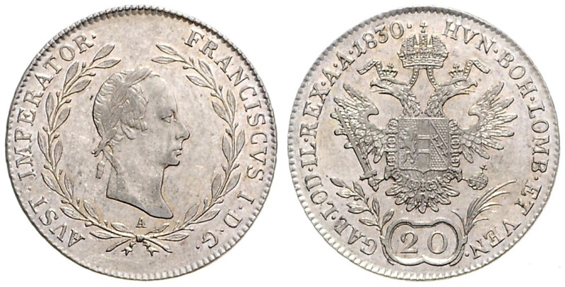 FRANCIS II / I (1792 - 1806 - 1835)&nbsp;
20 Kreuzer, 1830, A, 6,69g, Früh 370,...