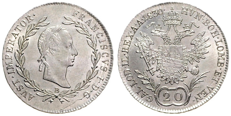 FRANCIS II / I (1792 - 1806 - 1835)&nbsp;
20 Kreuzer, 1830, B, 6,7g, Früh 371, ...
