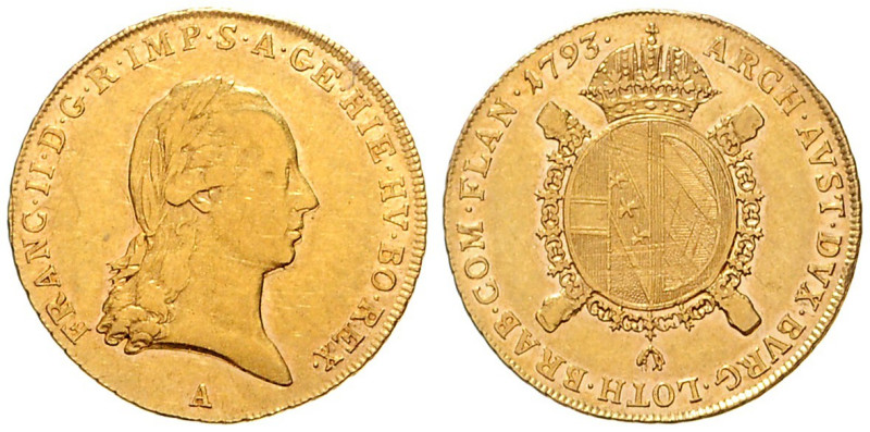 FRANCIS II / I (1792 - 1806 - 1835)&nbsp;
Sovrano, 1793, A, 11,04g, Her 198, A....