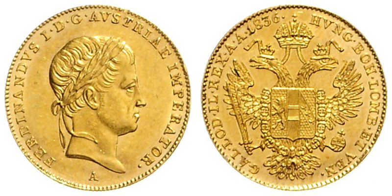 FERDINAND V / I (1835 - 1848)&nbsp;
1 Ducat, 1836, A, 3,49g, Früh 708, A. Früh ...