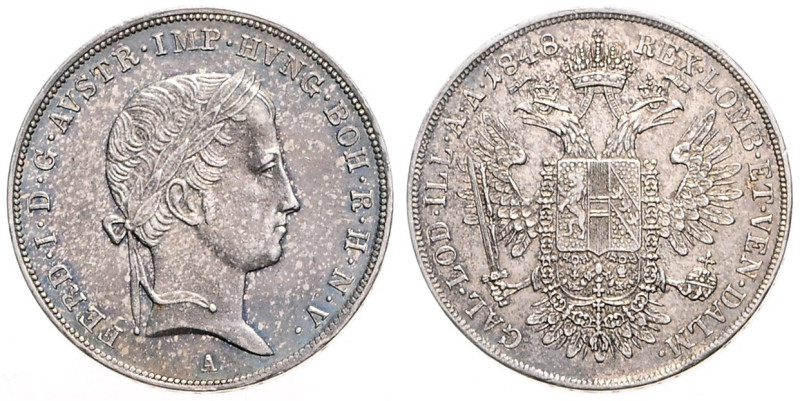 FERDINAND V / I (1835 - 1848)&nbsp;
1/2 Thaler, 1848, A, 14g, Früh 789, A. Früh...