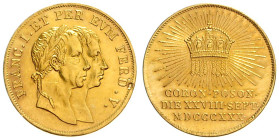 FERDINAND V / I (1835 - 1848)&nbsp;
Gold jeton (1 3/4 Ducat) To commemorate the Coronation of Ferdinand V / I as Hungarian King in Pressburg on 28. 9...