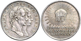 FERDINAND V / I (1835 - 1848)&nbsp;
Silver jeton (small) To commemorate the Coronation of Ferdinand V / I as Hungarian King in Pressburg on 28. 9. 18...