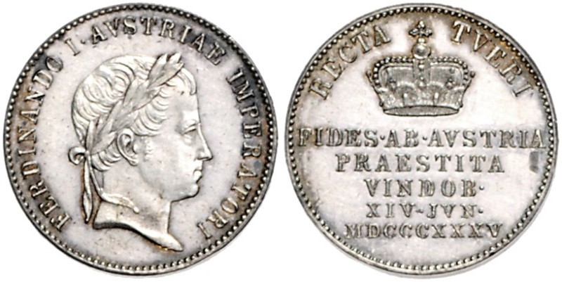 FERDINAND V / I (1835 - 1848)&nbsp;
Silver jeton (small) To commemorate the Hom...